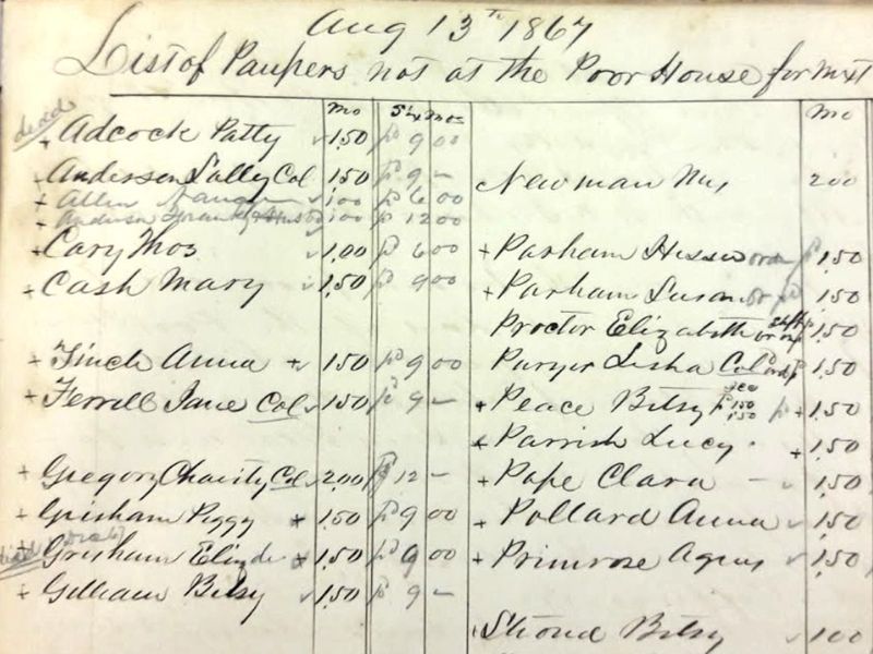 Old 1857 Pauper's list