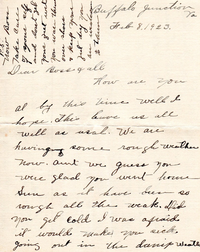 1923 Letter of Hattie Richardson to Boss Talbott of Halifax County, VA