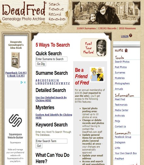 screenshot of deadfred.com