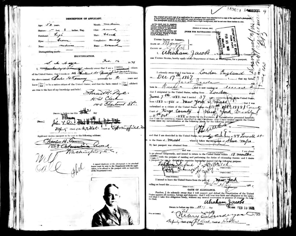 Passport Abraham Jacobs 1921