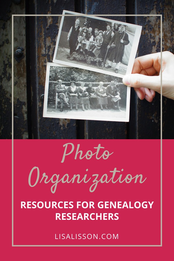 Photo organization resources for tips and strategies to help the genealogist and family historian finally get those photos organized. #areyoumycousin #photoorganization #genealogy #organization #ancestors