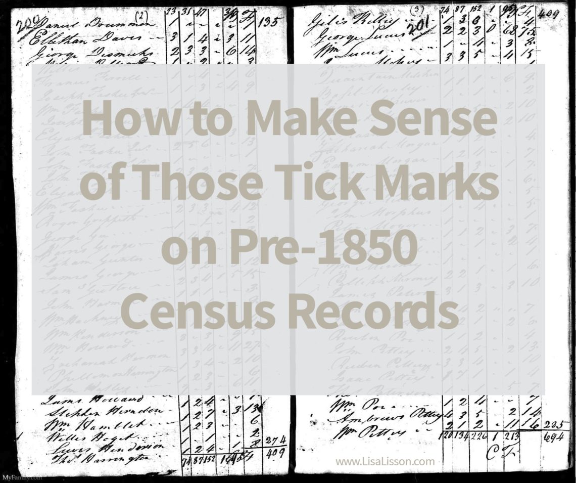 Researching your ancestors in the pre-1850 census records presents unique challenges. You can make sense of those tick marks and find your ancestors!