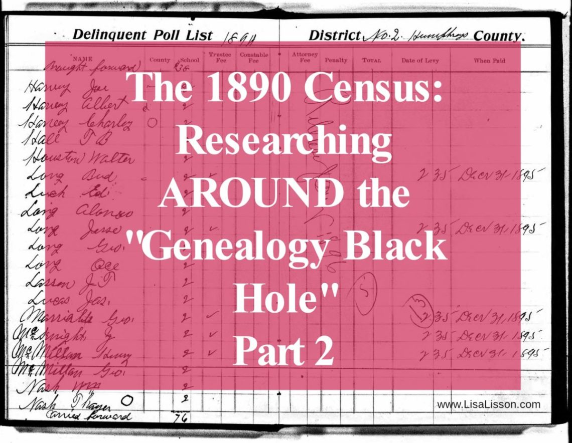 Help for finding your ancestors in the absence of the 1890 census.