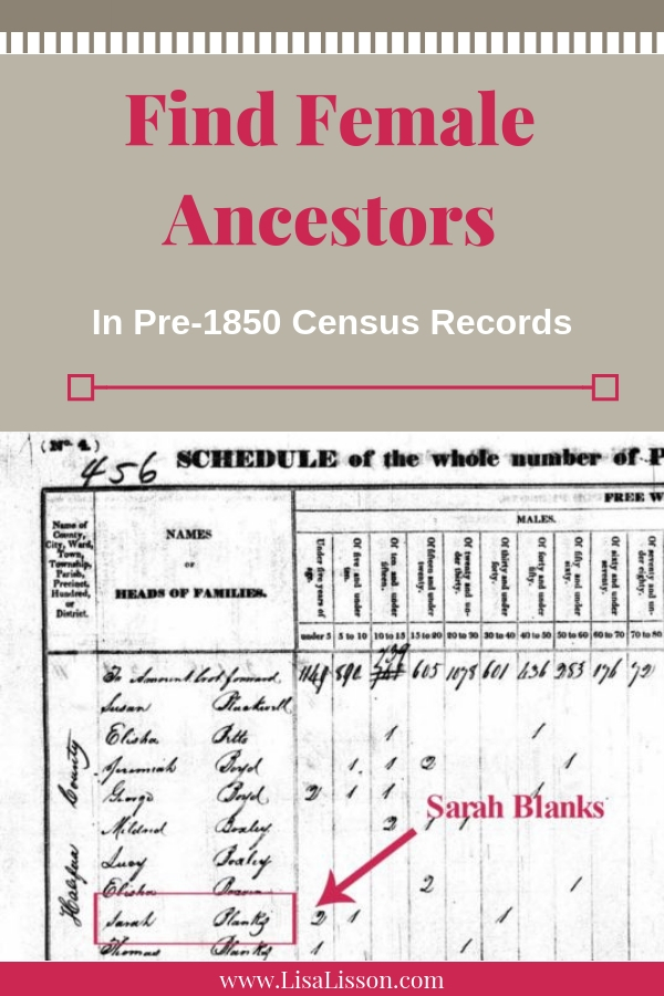 Trouble tracing your female ancestors? Do not overlook them in those early pre-1850 census records. 