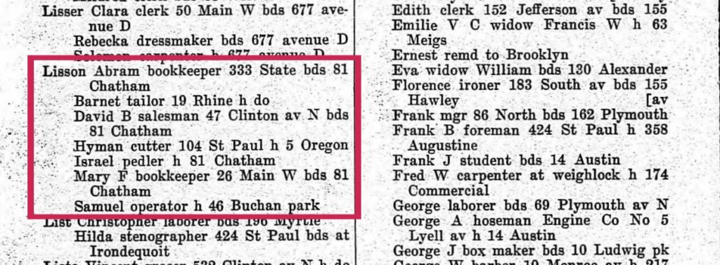 Example of where to find an ancestor's occupation in a city directory