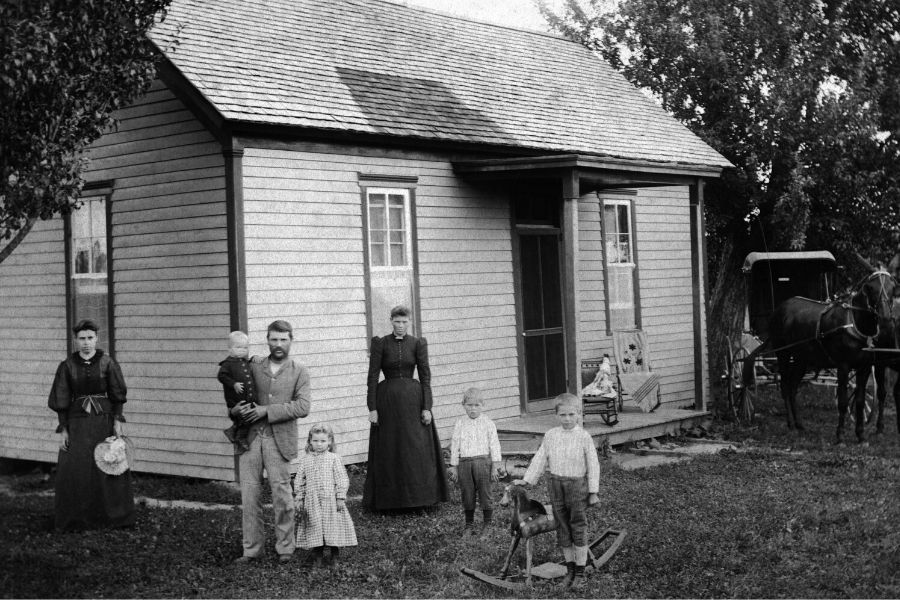 antique photo of family with 4 children in searching illegitimate ancestors