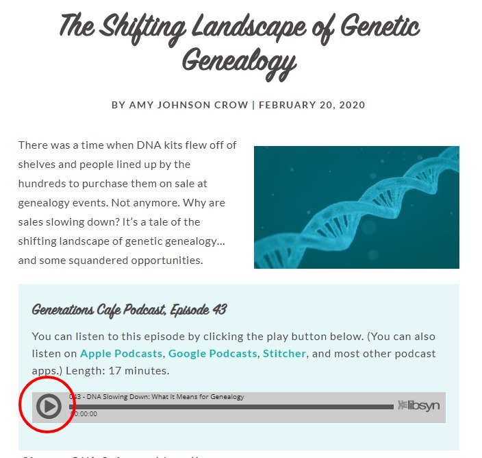 Generations Cafe - genealogy podcast