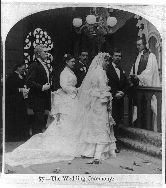1860 bride and groom in black and white photo