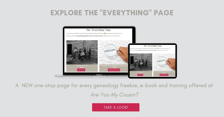Explore the Everything Page. Mock up of laptop and tablet for genealogy resources