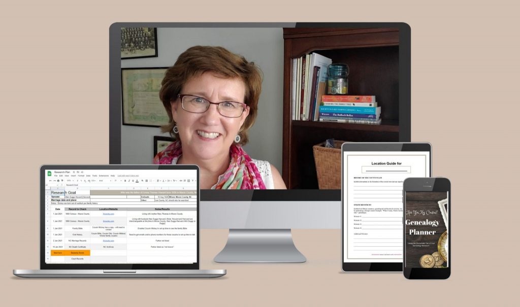 VIP Genealogy Day mock up with desktop, laptop, tablet and phone