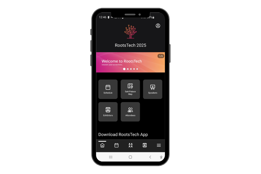 Screenshot of RootsTEch 2025 mobile app